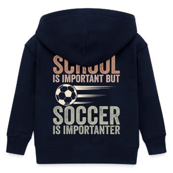 Schule ist wichtig, aber Fußball ist noch wichtiger - Kinder Organic Kapuzenjacke Mini Cultivator von Stanley/Stella - Navy - Hinten