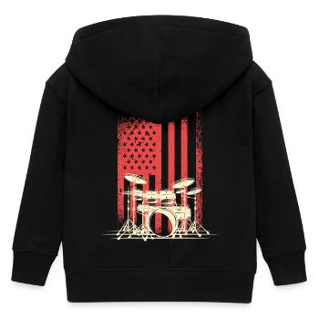 Amerikanische Flagge Mit Schlagzeug Silhouette - Kinder Organic Kapuzenjacke Mini Cultivator von Stanley/Stella - Schwarz - Hinten