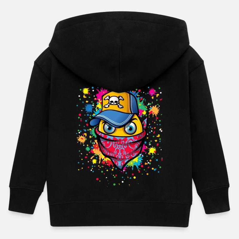 Masque et graffitis - Veste à capuche enfant bio Stanley/Stella - noir