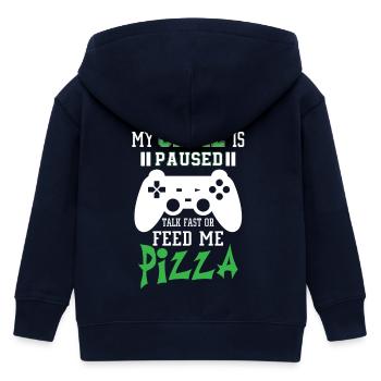 My game is paused feed me pizza - Veste à capuche enfant bio Stanley/Stella - marine - Dos