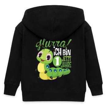 1 Geburtstag Kinder Raupe - Kinder Organic Kapuzenjacke Mini Cultivator von Stanley/Stella - Schwarz - Hinten
