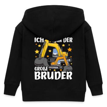 Geschwister Ich Bin Der Grosse Bruder Bagger - Kinder Organic Kapuzenjacke Mini Cultivator von Stanley/Stella - Schwarz - Hinten
