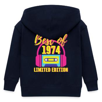 49th Birthday Best of 1974 Cassette Tape Retro 80s - Kids Organic Zip-up Hoodie by Stanley/Stella - navy - Back