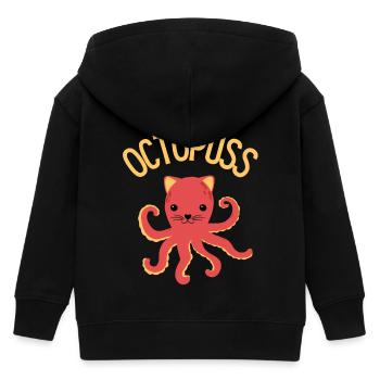 Funny Cat Pun - Kids Organic Zip-up Hoodie by Stanley/Stella - black - Back