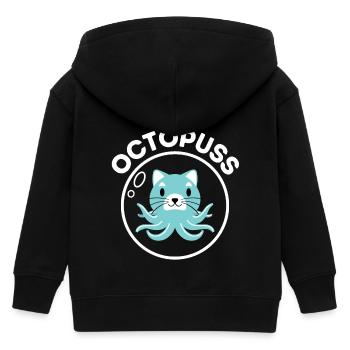 Funny Cat Pun - Kids Organic Zip-up Hoodie by Stanley/Stella - black - Back