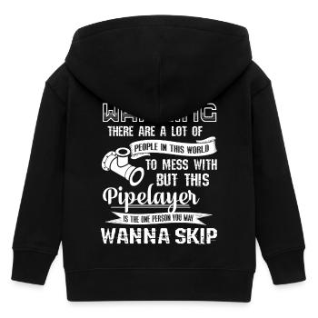 Pipelayer Don't Mess With Pipelayer - Kids Organic Zip-up Hoodie by Stanley/Stella - black - Back