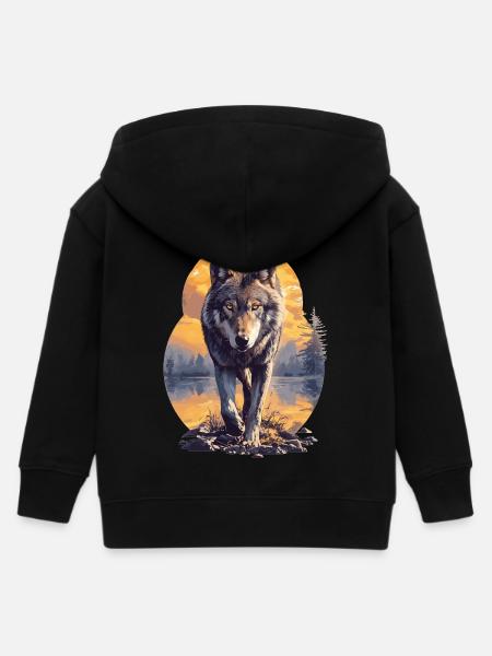 Wölfe Wolf - Kinder Organic Kapuzenjacke Mini Cultivator von Stanley/Stella - Schwarz