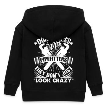 Pipefitter Don't Mess With Pipefitters - Kids Organic Zip-up Hoodie by Stanley/Stella - black - Back