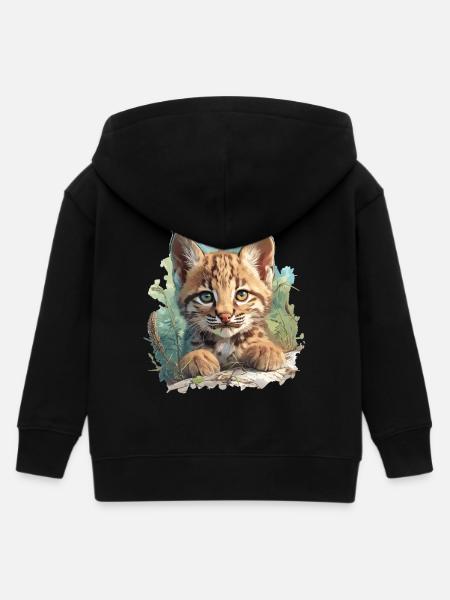 Bobcats Rotluchse Rotluchs Luchs - Kinder Organic Kapuzenjacke Mini Cultivator von Stanley/Stella - Schwarz