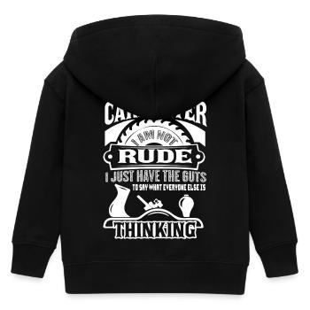 Carpenter I am Not Rude - Kids Organic Zip-up Hoodie by Stanley/Stella - black - Back