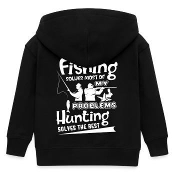 Hunting Solves The Rest - Kids Organic Zip-up Hoodie by Stanley/Stella - black - Back
