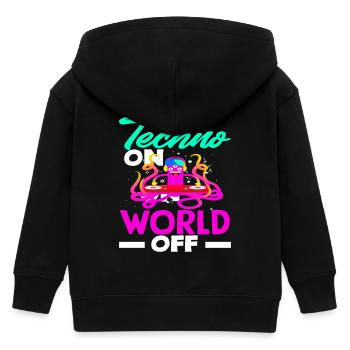 Techno Lover: Techno On World Off - Kinder Organic Kapuzenjacke Mini Cultivator von Stanley/Stella - Schwarz - Hinten