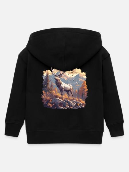 Hirsche Hirsch - Kinder Organic Kapuzenjacke Mini Cultivator von Stanley/Stella - Schwarz