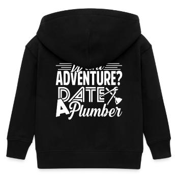 Plumber Date A Plumber - Kids Organic Zip-up Hoodie by Stanley/Stella - black - Back