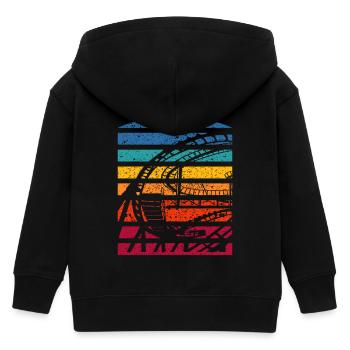 Retro Achterbahn Silhouette Abenteuer - Kinder Organic Kapuzenjacke Mini Cultivator von Stanley/Stella - Schwarz - Hinten