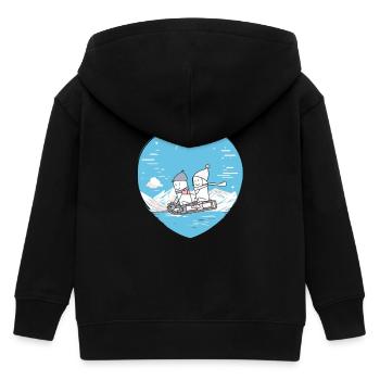 Niedliche Winter Schlittenfahren Paar Herz Design - Kinder Organic Kapuzenjacke Mini Cultivator von Stanley/Stella - Schwarz - Hinten