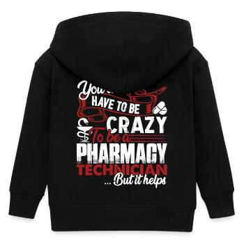 Pharmacy Technician Crazy Pharmacy Technician - Kids Organic Zip-up Hoodie by Stanley/Stella - black - Back
