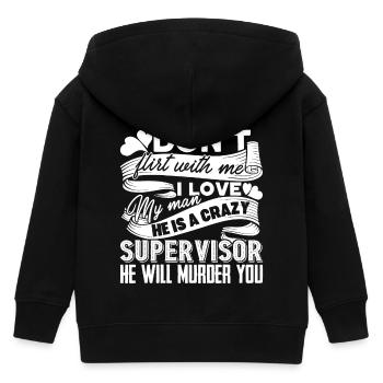 Supervisor My Man Is A Supervisor - Kids Organic Zip-up Hoodie by Stanley/Stella - black - Back