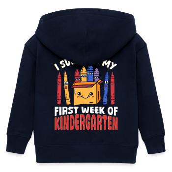Vor K habe ich meine erste Kindergartenwoche - Kinder Organic Kapuzenjacke Mini Cultivator von Stanley/Stella - Navy - Hinten