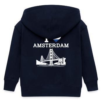 I Love Amsterdam Heart Flag Golden Gate Bridge Spaß - Kinder Organic Kapuzenjacke Mini Cultivator von Stanley/Stella - Navy - Hinten