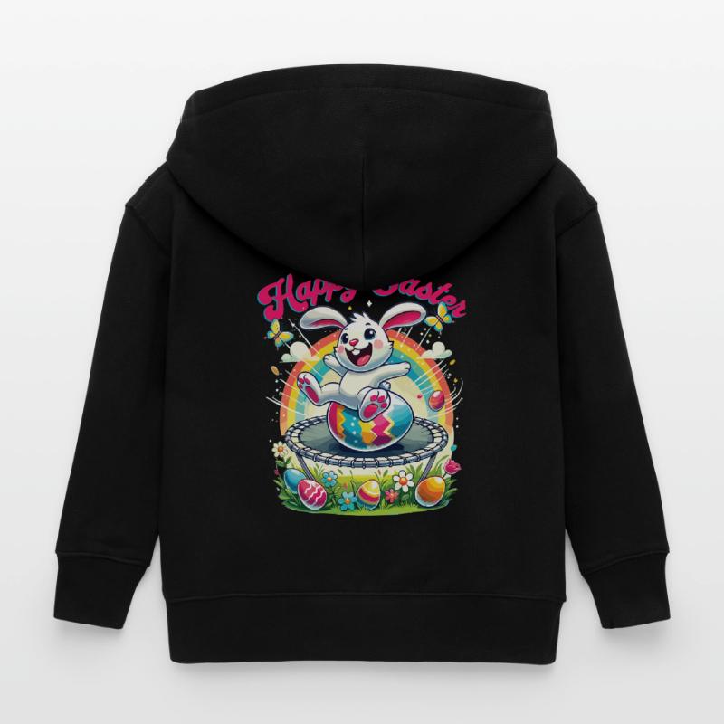 Easter Happy Easter Easter Bunny Easter Egg Spring Kids Organic Zip-up Hoodie by Stanley/Stella