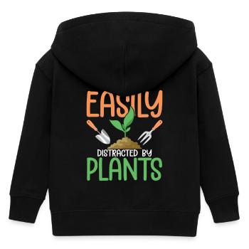 Easily Distracted By Plants Botanical Gardening - Kids Organic Zip-up Hoodie by Stanley/Stella - black - Back