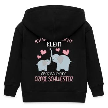 Maybe small, but soon big sister - Kids Organic Zip-up Hoodie by Stanley/Stella - black - Back