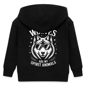 Wolf Saying, Wolves Sayings, Funny Wolf Gift - Kids Organic Zip-up Hoodie by Stanley/Stella - black - Back