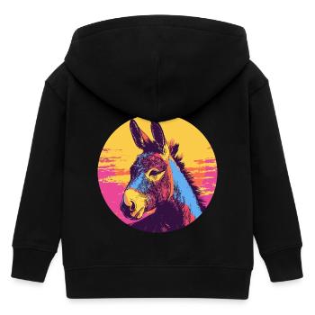 Pop Art Donkey - Kids Organic Zip-up Hoodie by Stanley/Stella - black - Back