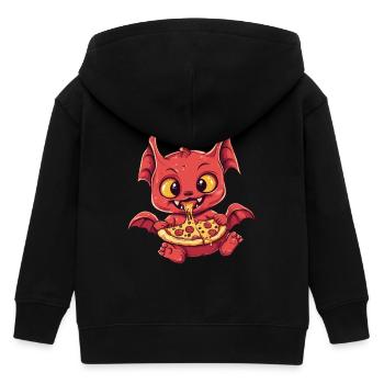 Devil with pizza - Kids Organic Zip-up Hoodie by Stanley/Stella - black - Back
