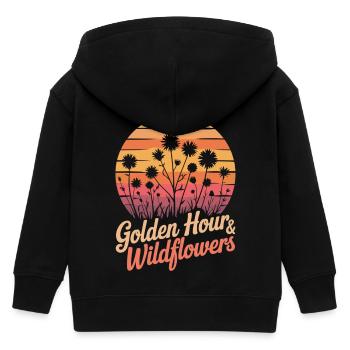 Wildblumen & Sonnenuntergang - Kinder Organic Kapuzenjacke Mini Cultivator von Stanley/Stella - Schwarz - Hinten