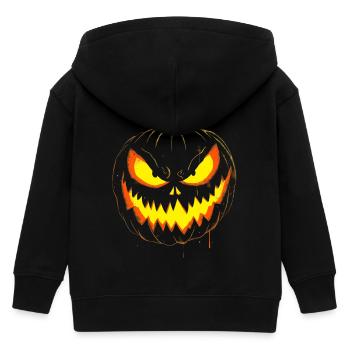 Spooky Pumpkin Face Halloween - Kids Organic Zip-up Hoodie by Stanley/Stella - black - Back