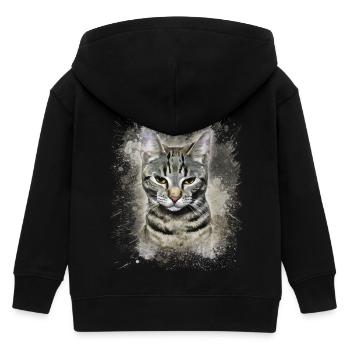 Getigerte Katze Aquarell, niedliches Katzenmotiv - Kinder Organic Kapuzenjacke Mini Cultivator von Stanley/Stella - Schwarz - Hinten