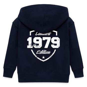 1979 année de naissance battue et rayée - Veste à capuche enfant bio Stanley/Stella - marine - Dos