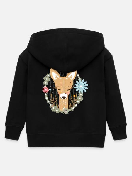 Ein Reh im Wald - Kinder Organic Kapuzenjacke Mini Cultivator von Stanley/Stella - Schwarz