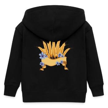 Weizenähren und Kornblumen Blüten mit Banner - Kinder Organic Kapuzenjacke Mini Cultivator von Stanley/Stella - Schwarz - Hinten