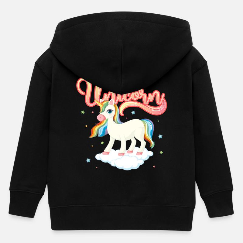 Regenbogen-Einhorn auf der Wolke - Kinder Organic Kapuzenjacke Mini Cultivator von Stanley/Stella - Schwarz