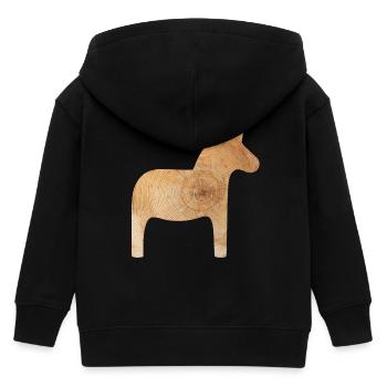 Dala Horse Wood Winter Sweden Annual Rings Decoration - Kids Organic Zip-up Hoodie by Stanley/Stella - black - Back