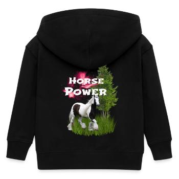 Mächtige Pferde Illustration - Kinder Organic Kapuzenjacke Mini Cultivator von Stanley/Stella - Schwarz - Hinten