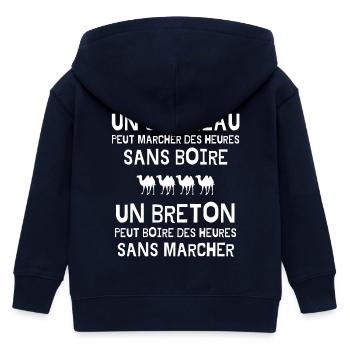 bretagne, bretagne humour, breton - Veste à capuche enfant bio Stanley/Stella - marine - Dos