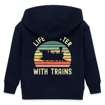Eisenbahn Lokomotive Zug - Kinder Organic Kapuzenjacke Mini Cultivator von Stanley/Stella - Navy - Hinten