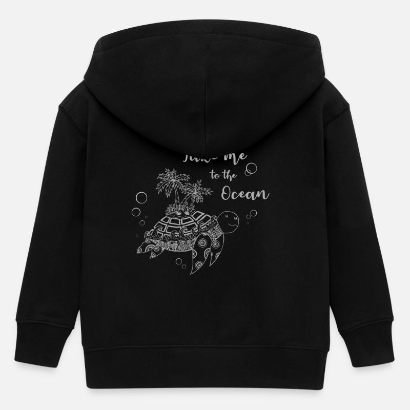 Slogan « Emmenez-moi à l’océan » - Turtle Island - Veste à capuche enfant bio Stanley/Stella - noir