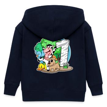 1. Geburtstag Niedliche Tiere 1 Jahr alt - Kinder Organic Kapuzenjacke Mini Cultivator von Stanley/Stella - Navy - Hinten