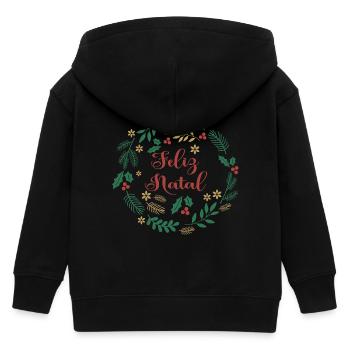 Feliz Natal Merry Christmas Merry Christmas - Kids Organic Zip-up Hoodie by Stanley/Stella - black - Back
