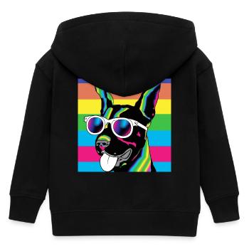 Psychedelische Welpen-Regenbogenbrille - Kinder Organic Kapuzenjacke Mini Cultivator von Stanley/Stella - Schwarz - Hinten