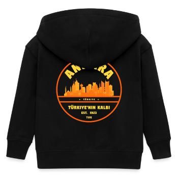 Ankara Skyline Retro Logo - Kinder Organic Kapuzenjacke Mini Cultivator von Stanley/Stella - Schwarz - Hinten