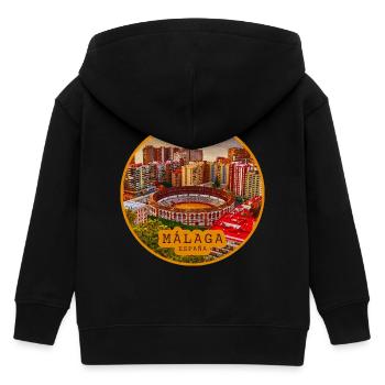 Malaga Bullring Panorama - Kids Organic Zip-up Hoodie by Stanley/Stella - black - Back