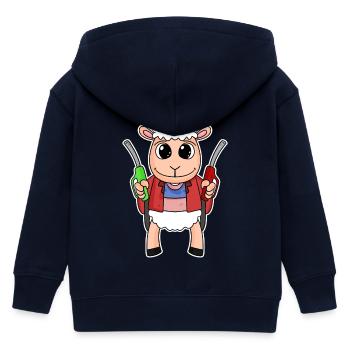 Tankwart Schaf Tankstelle - Kinder Organic Kapuzenjacke Mini Cultivator von Stanley/Stella - Navy - Hinten