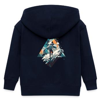 Geometric Mountaineer in Polygon Style - Kids Organic Zip-up Hoodie by Stanley/Stella - navy - Back