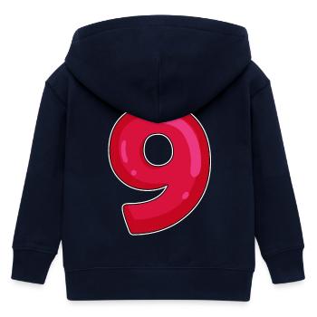 NEUN - 9 - Ziffer rot - Kinder Organic Kapuzenjacke Mini Cultivator von Stanley/Stella - Navy - Hinten